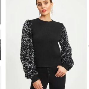 Joy To All Vici dolls Size M Black Sweater with Sequin Sleeves.Sold out online